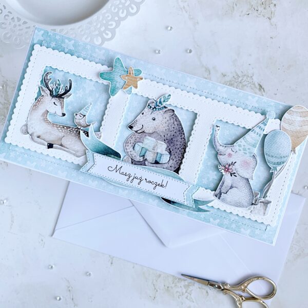 Kartka w kopercie - Urodziny dziecka - Leśne zwierzątka