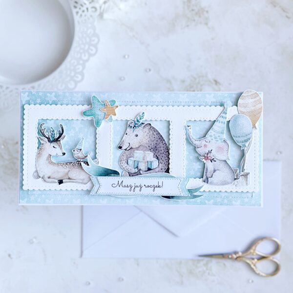 Kartka w kopercie - Urodziny dziecka - Leśne zwierzątka