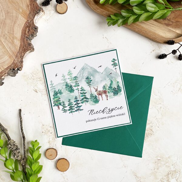 Kartka w kopercie - Urodziny - Górski krajobraz