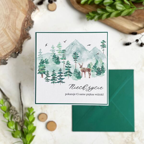 Kartka w kopercie - Urodziny - Górski krajobraz