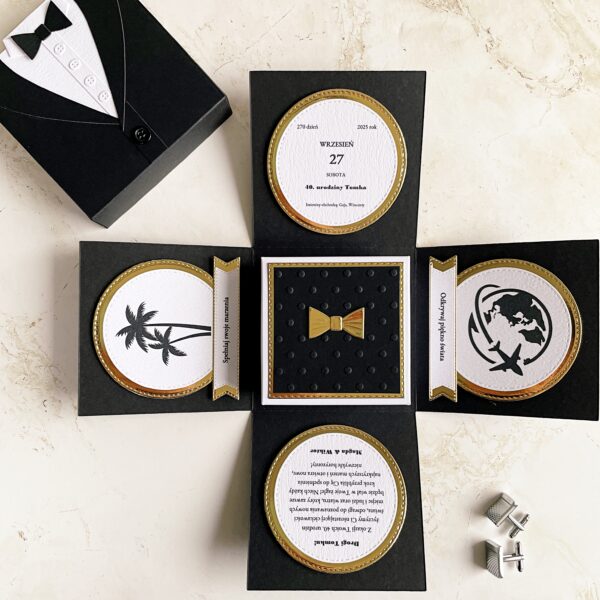 Exploding box – Życzenia i pudełko na upominek – Męski garnitur