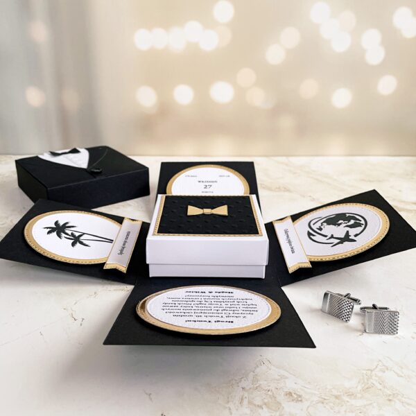 Exploding box – Życzenia i pudełko na upominek – Męski garnitur